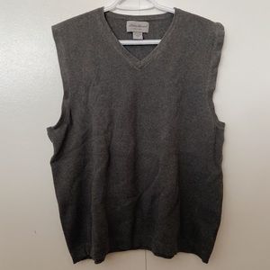 EDDIE BAUER DARK GREY SWEATER VEST 100% BAUMWOLLE SIZE L MENS V-NECK
